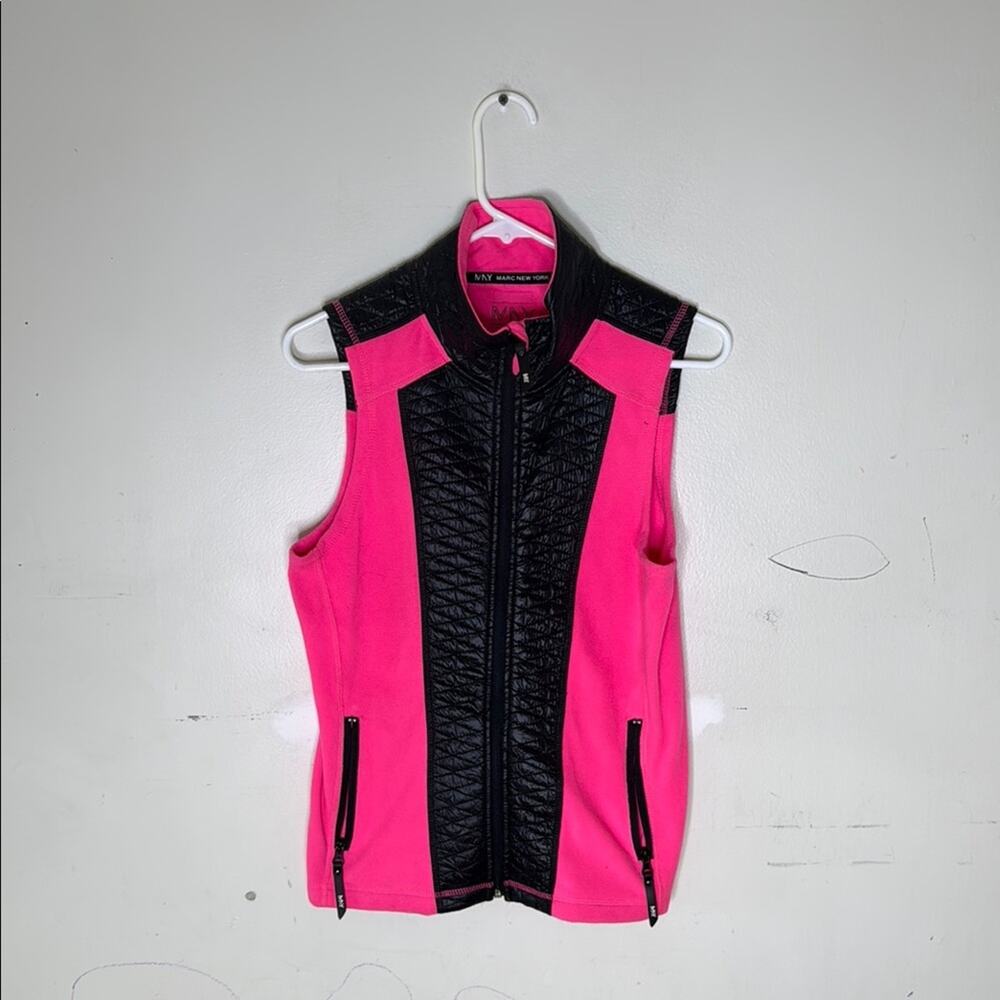Marc New York Women's Pink and Black Fleece Vest Size Medium